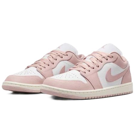 Nike Air Jordan 1 Low Leather Sneaker Unisex Hakiki Deri Günlük Spor Ayakkabı Beyaz Pembe