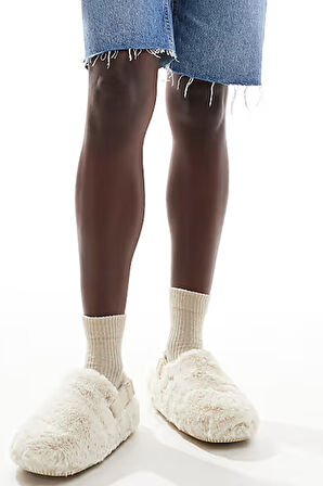 Nike Calm Mule SE Women's Slides Kadın Peluş Soft Kürklü Günlük Sandalet Krem