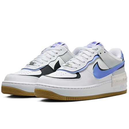 Nike Air Force 1 Shadow Sneaker Unisex Hakiki Deri Günlük Spor Ayakkabı Beyaz Mavi