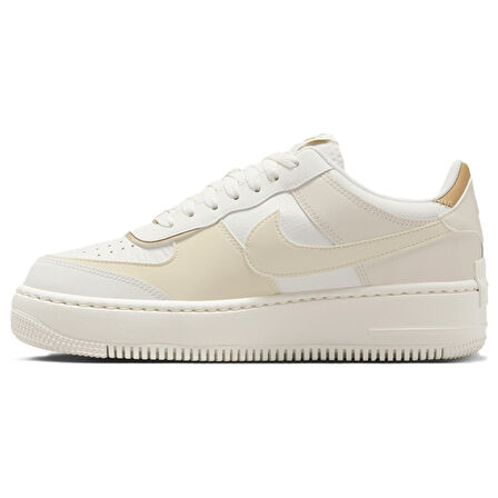 Nike Air Force 1  AF1 Shadow Leather Unisex Sneaker Hakiki Deri Günlük Spor Ayakkabı Bej