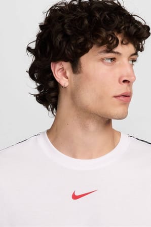 Nike Tape Logo Men's T-shirt Erkek Şerit Logolu Pamuklu Tişört Beyaz