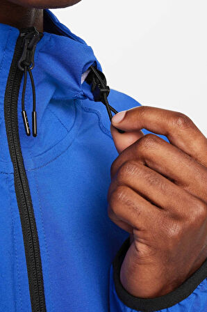 Nike Tech Windrunner Woven Full Zip Loose Fit Jacket Erkek Bol Kesim Paraşüt Kumaş Kapüşonlu Ceket Sax Mavi
