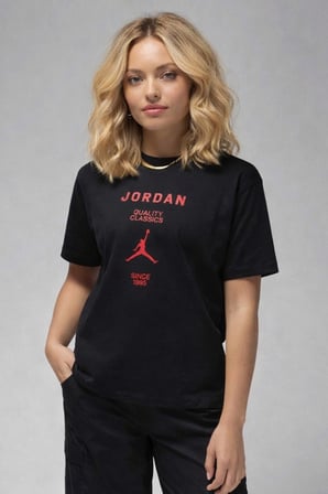 Nike Jordan Girlfriend Loose Fit Womens Tee Black Bol Kesim Kadın Günlük Tişört Siyah