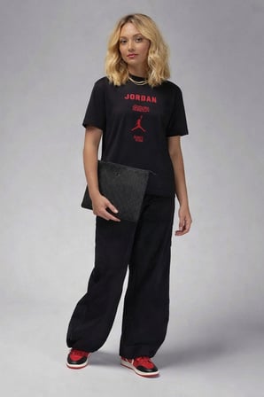 Nike Jordan Girlfriend Loose Fit Womens Tee Black Bol Kesim Kadın Günlük Tişört Siyah