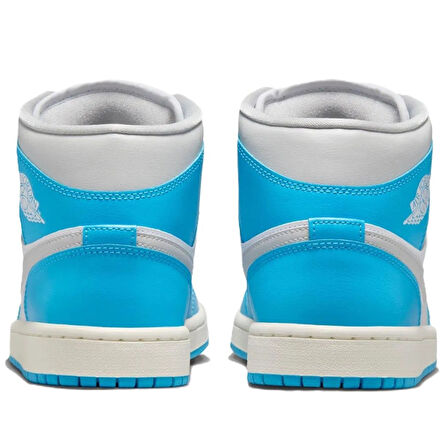 Nike Air Jordan 1 Mid Unisex Leather Sneaker Hakiki Deri Bilekli Günlük Spor Ayakkabı Beyaz Mavi