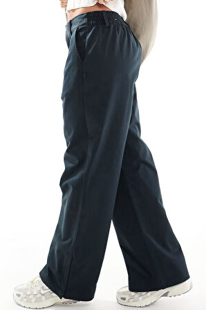 Nike Sportswear Collection Mid Rise Twill Trousers Kadın Çıt Çıt Yırtmaç Paçalı Eşofman Altı Siyah