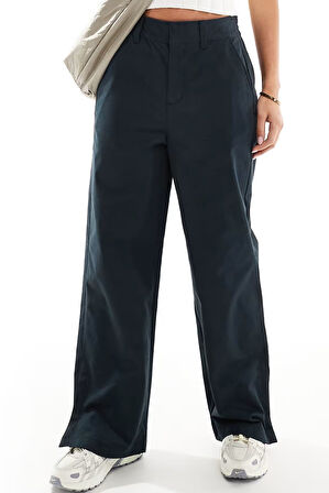 Nike Sportswear Collection Mid Rise Twill Trousers Kadın Çıt Çıt Yırtmaç Paçalı Eşofman Altı Siyah