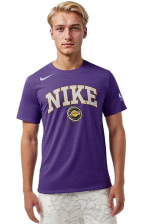 Nike Basketball NBA LA Lakers Unisex Team Logo Graphic T-shirt Unisex Pamuklu Tişört Mor