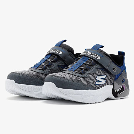 Skechers Creature-Lights Kids Sneaker Lastik Bağcıklı Cırtlı Işıklı Çocuk Ayakkabısı Gri