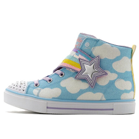 Skechers Twinkle Toes Shootıng Star Brıghts Sneaker Bantlı Lastik Bağcıklı Işıklı Mavi Kız Çocuk Ayakkabı