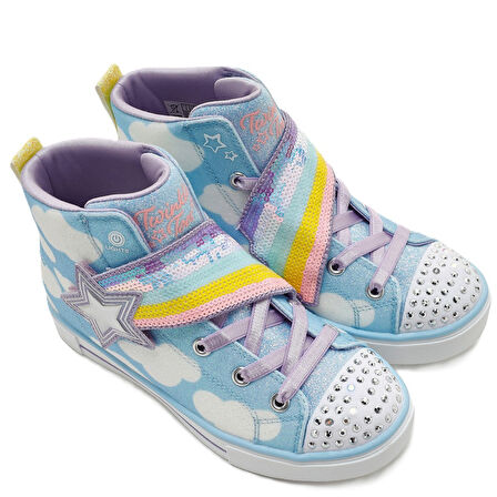 Skechers Twinkle Toes Shootıng Star Brıghts Sneaker Bantlı Lastik Bağcıklı Işıklı Mavi Kız Çocuk Ayakkabı