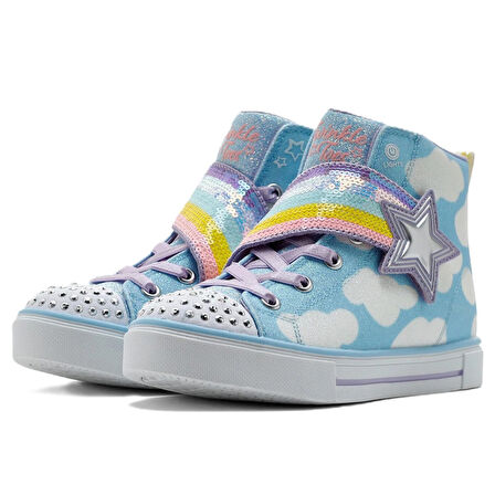 Skechers Twinkle Toes Shootıng Star Brıghts Sneaker Bantlı Lastik Bağcıklı Işıklı Mavi Kız Çocuk Ayakkabı
