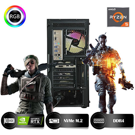 HYPER ROCKET Peak HRA163050PK Ryzen 5 5600 16GB Ram 500GB Nvme M.2 SSD RTX3050 8GB Masaüstü Oyuncu Bilgisayarı