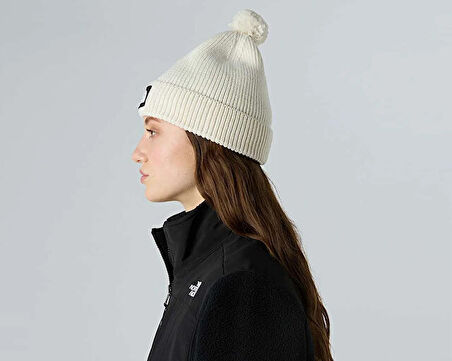 The North Face Tnf Logo Box Pom Beanie Bere NF0A8CHFQLI1 Beyaz