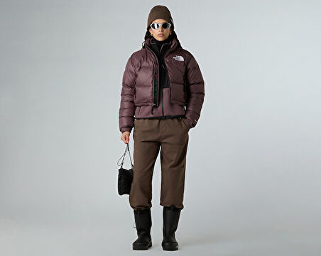 The North Face W Nuptse Short Jacket Kadın Outdoor Montu (700 Dolgu Kaz Tüyü) NF0A5GGEBQ71 Gri