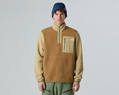 The North Face M Yumiori 1/4 Zip Erkek Outdoor Çeyrek Fermuarlı Polar Ceket NF0A883SEVO1 Kahverengi