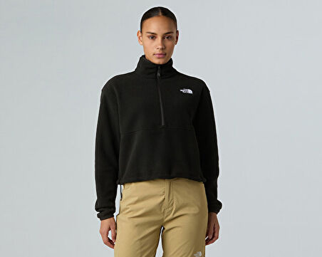 The North Face W Glacier Fleece 1/2 Zip Short Jacket Kadın Outdoor Çeyrek Fermuarlı Polar Üst NF0A8D2CJK31 Siyah