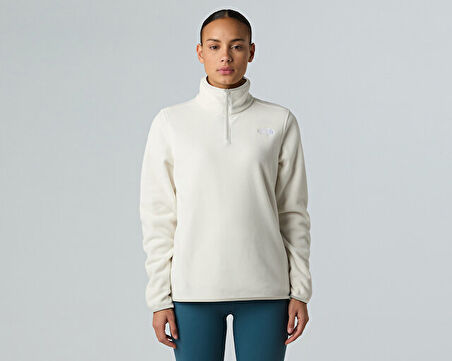 The North Face W Glacier Fleece 1/4 Zip Jacket Kadın Outdoor Çeyrek Fermuarlı Polar Üst NF0A8D2JQLI1 Beyaz