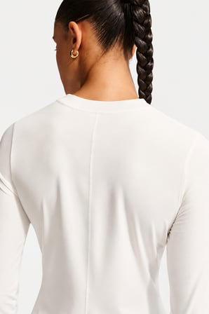 Nike Court Advantage Dri-FIT Mid-Layer 1/4 Zip Tennis Top Kadın Uzun Kollu Dar Kesim Fermuarlı Yaka Tenis Üstü Kırık Beyaz