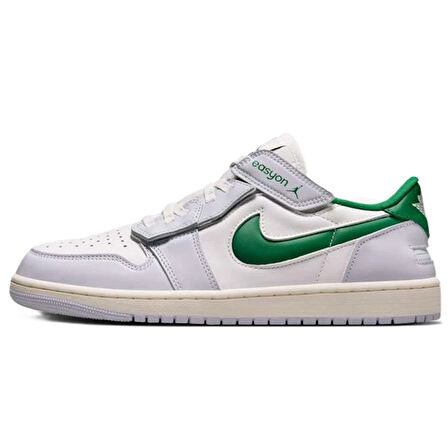 Nike Air Jordan 1 Low Flyase  Mens Leather Sneaker Hakiki Deri Lastik Bağcıklı Erkek Günlük Spor Ayakkabı Beyaz