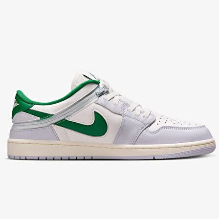 Nike Air Jordan 1 Low Flyase  Mens Leather Sneaker Hakiki Deri Lastik Bağcıklı Erkek Günlük Spor Ayakkabı Beyaz