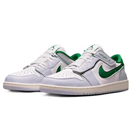Nike Air Jordan 1 Low Flyase  Mens Leather Sneaker Hakiki Deri Lastik Bağcıklı Erkek Günlük Spor Ayakkabı Beyaz