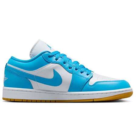 Nike Air Jordan 1 Low Womens Leather Sneaker Hakiki Deri Kadın Günlük Spor Ayakkabı Beyaz-Mavi