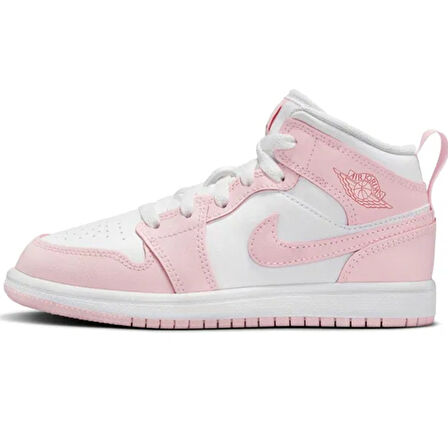 Nike Air Jordan 1 Mid PS Leather Unisex Sneaker Hakiki Deri Günlük Spor Ayakkabı Beyaz Pembe