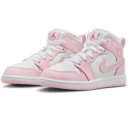 Nike Air Jordan 1 Mid PS Leather Unisex Sneaker Hakiki Deri Günlük Spor Ayakkabı Beyaz Pembe