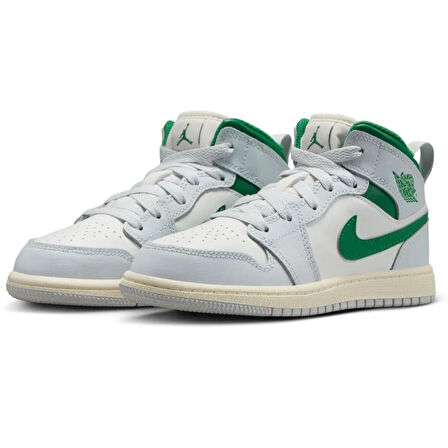 Nike Air Jordan 1 Mid PS Leather Unisex Sneaker Hakiki Deri Günlük Spor Ayakkabı Beyaz Yeşil