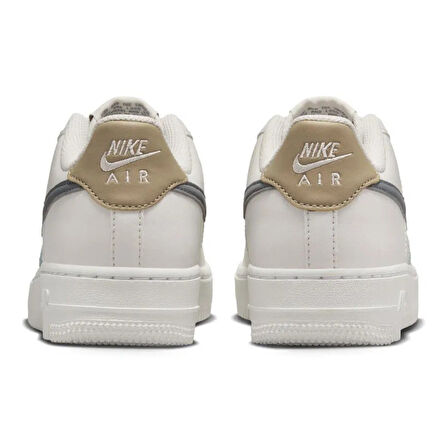 Nike Air Force 1 AF1 GS Leather Unisex Sneaker Swoosh Hakiki Deri Günlük Spor Ayakkabı Krem Gri