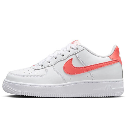 Nike Air Force 1 AF1 GS Leather Unisex Sneaker Hakiki Deri Günlük Spor Ayakkabı Beyaz Turuncu