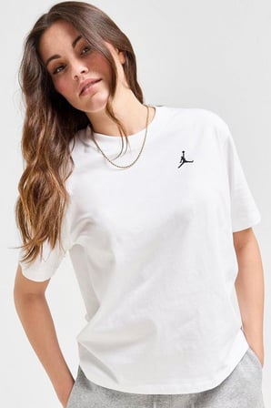 Nike Jordan Essential Women's Loose Fit T-Shirt Kadın Nakış Logo Pamuklu Bol Kesim Tişört Beyaz