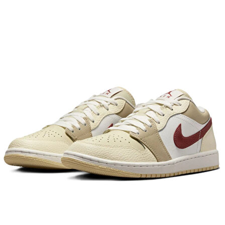 Nike Air Jordan 1 Low  Leather Unisex Sneaker Hakiki Deri Günlük Spor Ayakkabı Krem