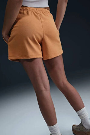 Nike Sportswear Chill Terry Mid Rise 4" French Terry Slim Fit Short Kadın 10 cm Pamuklu Şort Turuncu