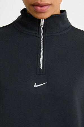 Nike Sportswear Fleece 1/4 Zipped Oversized Sweatshirt Kadın Oversize 1/4 Fermuarlı Sweatshirt Siyah