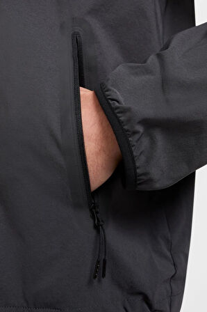 Nike Tech Woven Windrunner Full Zip Loose Fit Jacket Erkek Bol Kesim Dokuma Kapüşonlu Spor Ceket Antrasit