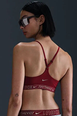 Nike Indy Light Support Padded Adjustable Training Bra Burgundy Kadın Spor Bra Bordo