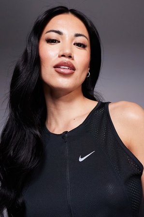 Nike Running Race Series Dri-Fit Half Zip Singlet Vest Black Kadın Yarım Fermuar Koşu Atleti Siyah