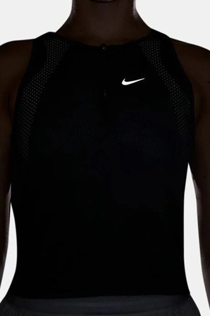 Nike Running Race Series Dri-Fit Half Zip Singlet Vest Black Kadın Yarım Fermuar Koşu Atleti Siyah