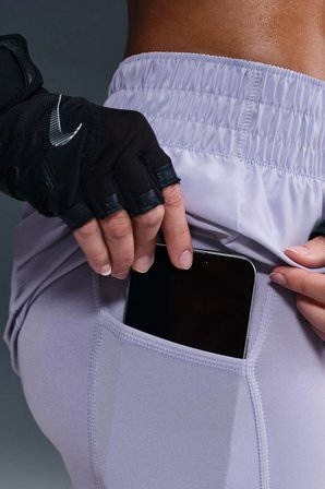 Nike Pro Dri Fİt 2IN1 Loose Fit Women's Shorts Kadın Bol Kesim Taytlı Antrenman Şortu Mor