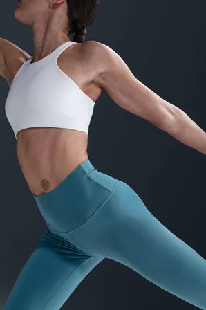 Nike Dri Fit Zenvy Gentle Support Infina Soft Womens Training Tight Yüksek Belli Toparlayıcı 7/8  Soft Kumaş Kadın Antreman Taytı Mavi