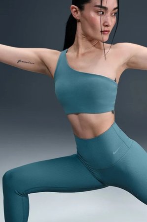 Nike Training Zenvy Dri Fit High Rise 7/8 Rib Leggings Kadın Fitilli Yüksek Bel Spor Tayt Yeşil