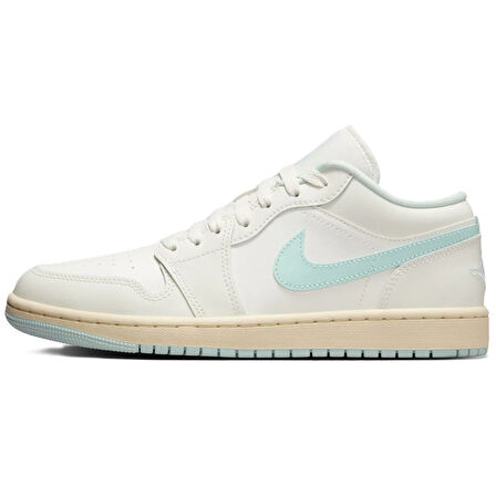 Nike Air Jordan 1 Low Womens Leather Sneaker Hakiki Deri Kadın Günlük Spor Ayakkabı Beyaz-Yeşil