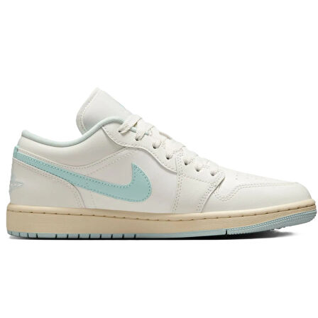Nike Air Jordan 1 Low Womens Leather Sneaker Hakiki Deri Kadın Günlük Spor Ayakkabı Beyaz-Yeşil