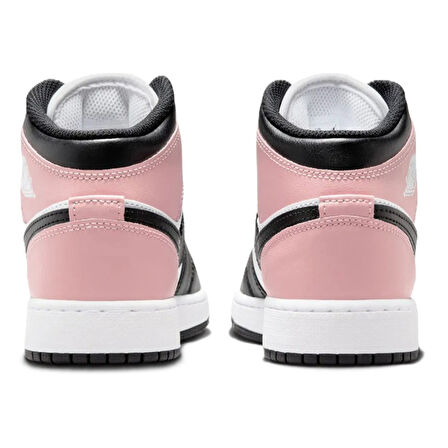 Nike Air Jordan 1 MID Leather Unisex Sneaker Hakiki Deri Bilekli Günlük Spor Ayakkabı Siyah-Beyaz