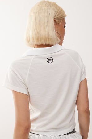 Nike Sportswear Retro Polo Slim Fit T-shirt Kadın İnce Dokulu Kısa Kesim Polo Yaka Tişört Beyaz
