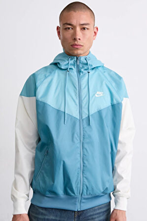 Nike Windrunner Full Zip Jacket Kapüşonlu Erkek Ceket Rüzgarlık Mavi Açık Mavi