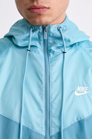 Nike Windrunner Full Zip Jacket Kapüşonlu Erkek Ceket Rüzgarlık Mavi Açık Mavi
