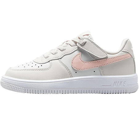 Nike Air Force 1 AF1 PS Leather Unisex Sneaker Hakiki Deri  Lastik Bağcıklı Cırtlı Çocuk Günlük Spor Ayakkabı Krem